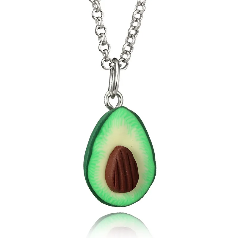 Новинка, зеленая мягкая подвеска из керамики с фруктами, ожерелье на цепочке, милое ожерелье в форме сердца авокадо для женщин, ювелирные аксессуары - Окраска металла: 6046-oval-coffee