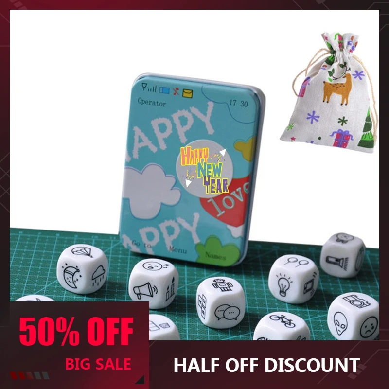 

Family/Party/Friends Parents with Children Funny English Game Story Dice Puzzle Board Game Telling Story Metal Boxes