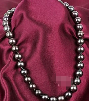 

Jewelr 006457 stunning 11-12mm tahitian round black pearl necklace