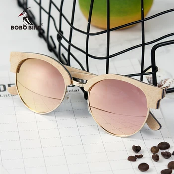 

BOBO BIRD Sunglasses Women Men Wooden Sun Glasses Summer Style beach Eyewear in gifts Wood box Customize