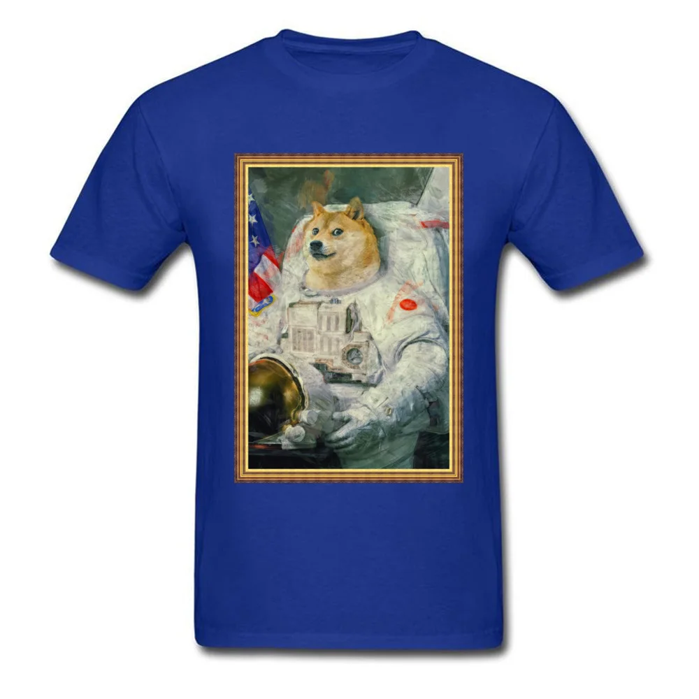 Party Astronaut Doge Men's Top T-shirts On Sale Thanksgiving Day Short Sleeve O Neck Cotton Tops Shirts Design Clothing Shirt Astronaut Doge blue