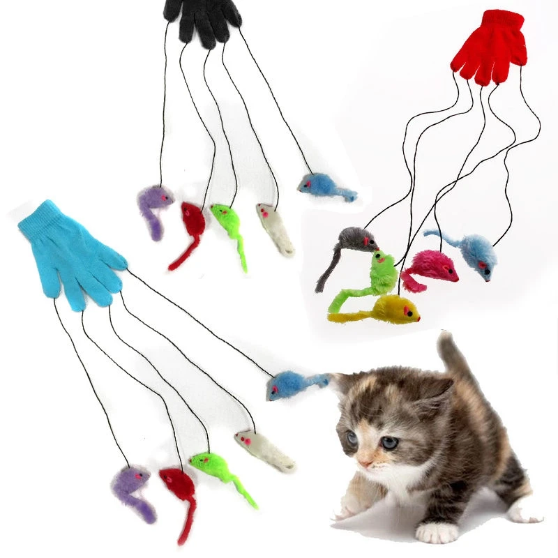 Cat Kitten Play & Scratch Glove Mitt with Mouse Mice Trick Fun Activity Toy New Cat Kitten Play & Scratch Glove Mitt with Mouse Mice Trick Fun Activity Toy New