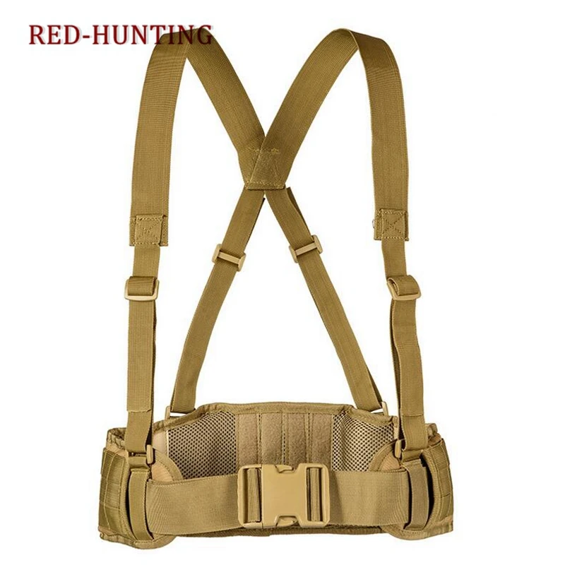 

Adjustable Hunting Waist Support Army Military Belts Mens Airsoft Combat Suspender Tactical Gear MOLLE Padded Waist Belt