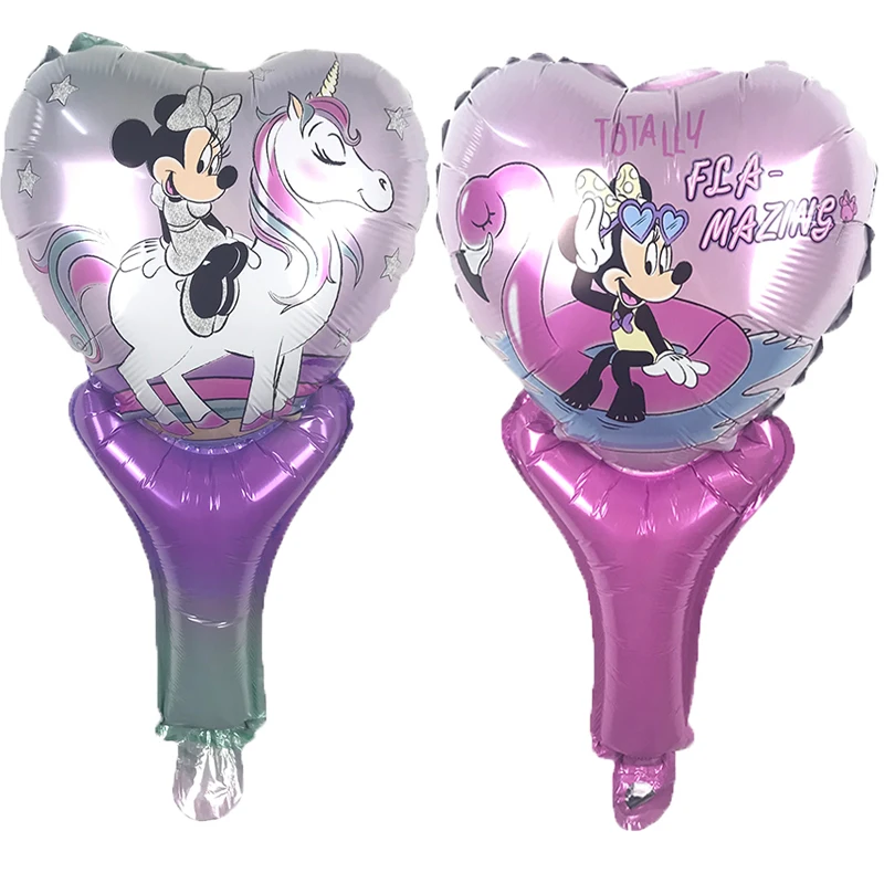

1pcs Handheld stick Minnie pony unicorn aluminum balloon child birthday party wedding Valentine's Day decor supplies balloon
