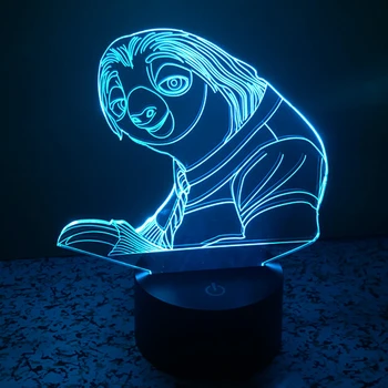 

Hot ! NEW 7 color changing 3D Bulbing Light Zootopia Flash Folivora visual illusion LED lamp action figure toy Christmas gift