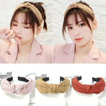 

South Korea's new high-grade striped hit color gold rim knot knotted wide-brimmed headband headband Korean hair accessories