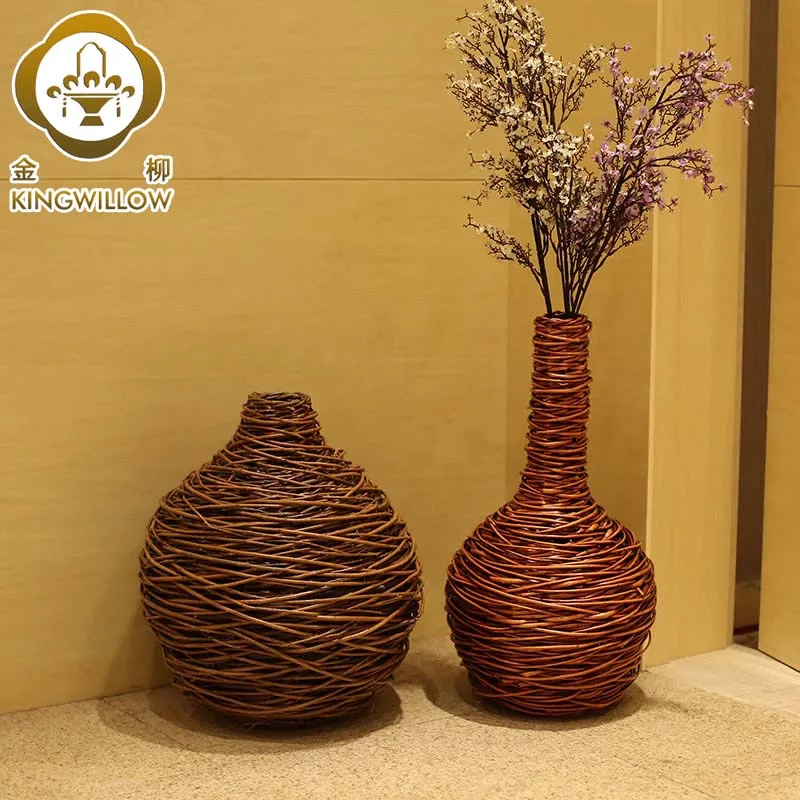 Gold Home Vase Flower Vase Flower Basket Rattan Vase Decoration
