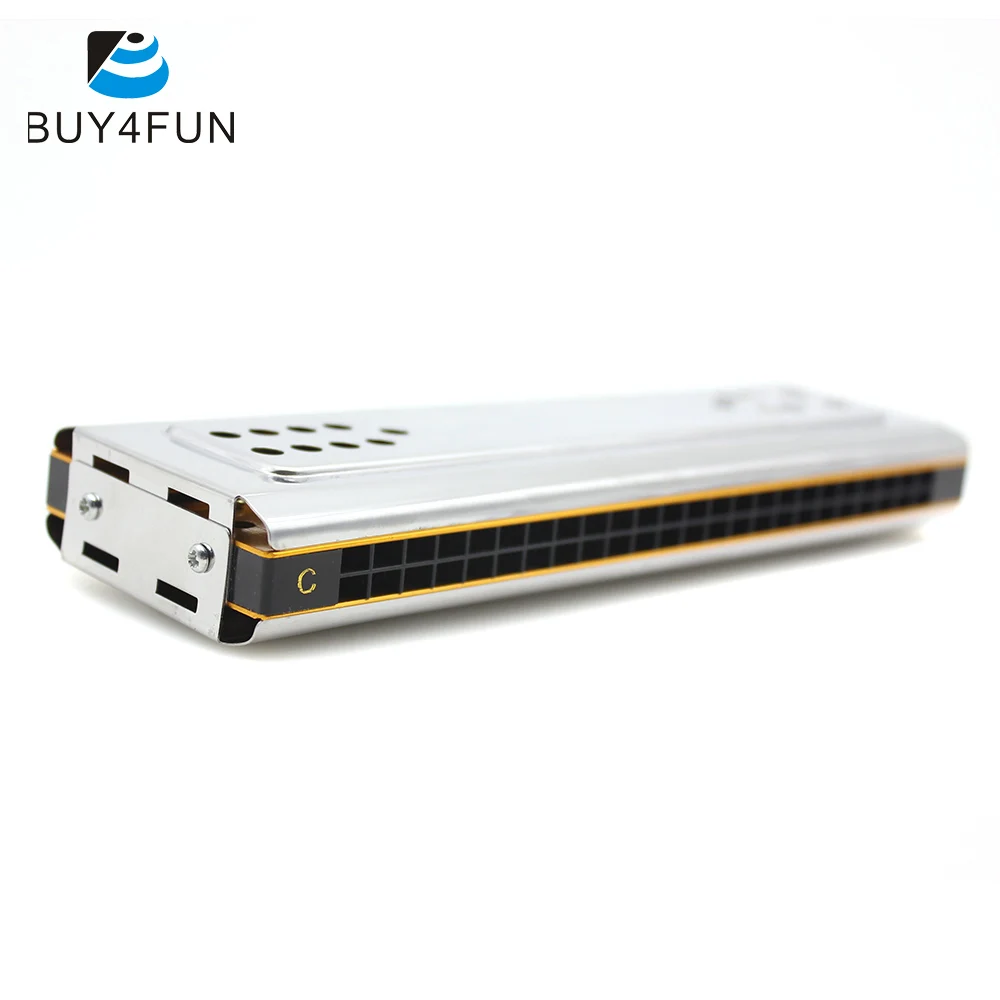 

SWAN 24 Double Holes Tremolo Harmonica Dural Key of C/G Mouth Organ Reed Wind Instrument with Box Clean Cloth
