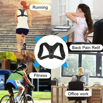 1Pc Healthy Improve hunchback Adjustable Posture Corrector  Support Back Shoulder Brace Black Color Strap For All Body Sizes
