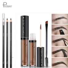 Pudaier, Профессиональная Косметика для макияжа бровей, стойкие пигменты, усилитель, черный, коричневый карандаш для бровей, набор для макияжа, TSLM2