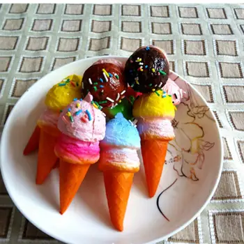 

wholesale 10cm New Cute Soft Bread For Bags Accessories Jumbo Ice Cream Cone Squishy Cell phone Straps