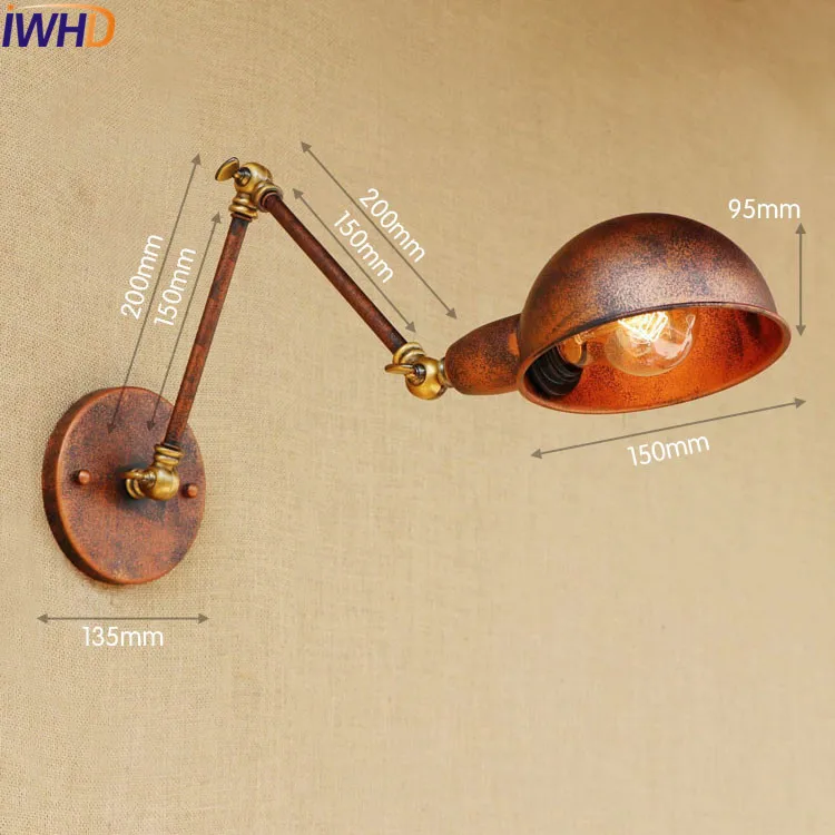 Серебряный Золотой Античный Ретро винтажный настенный светильник светодиодный Поворотный Настенный светильник с длинным кронштейном светильники Лофт промышленный светильник ing Lamparas De Pared - Цвет абажура: 1