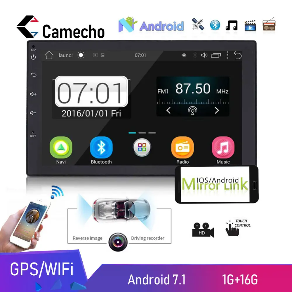 Camecho 2 din android 8 0 Универсальный Автомобильный Радио gps навигация Bluetooth аудио стерео