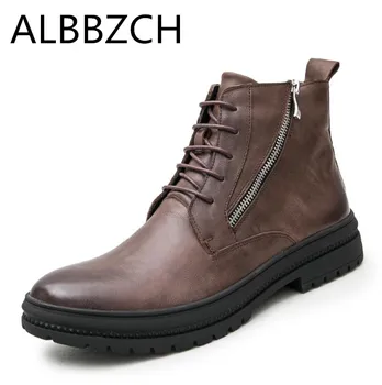 

Autumn winter new mens genuine leather boots classic retro England fashion trend ankle boots shoes men high quality work boots