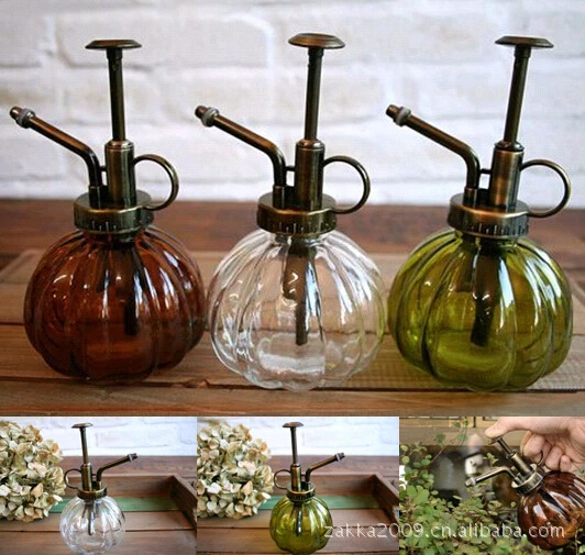 Vintage Antique Copper Watering Can Colored Glass ... Vintage Antique Copper Watering Can Colored Glass