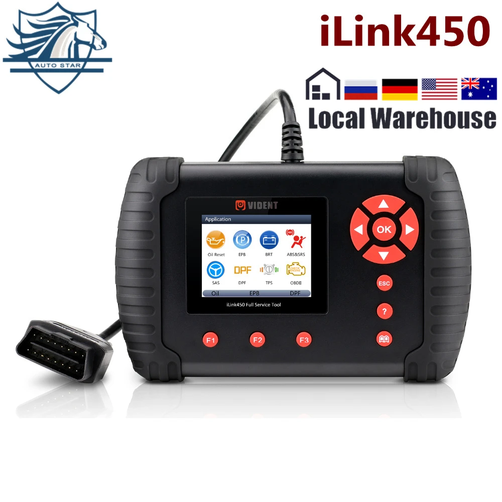 

VIDENT iLink450 Full System Diagnostic Tool Oil Reset EPB ABS SRS SAS TPS BRT Airbag Reset Throttle Body Alignment DPF