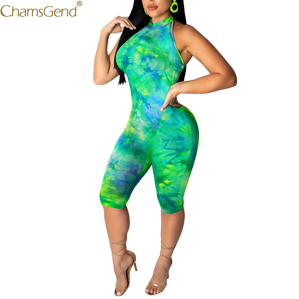 Bodysuits Printing Bandage Backless Rompers Womens Jumpsuit Summer Bodycon Jumpsuits Ladies Stretchy Bodysuit Fitting Apr