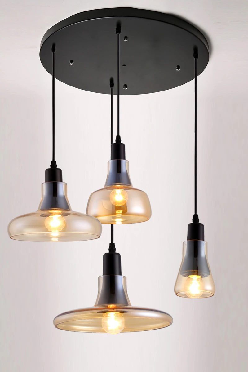 Pingente de Vidro do Vintage Lâmpadas com Lâmpadas Luzes do Pendente Luz Cor Cinza Cor Clara Cor Âmbar Pingente 110 V e 220 v Led 12 pendente da cor âmbar com lâmpadas 110