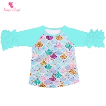 Kaiya Angel/Новое поступление, детская однотонная одежда с рукавом в семь четвертей детские топы с цветочным рисунком для девочек, рубашка из бутика для малышей