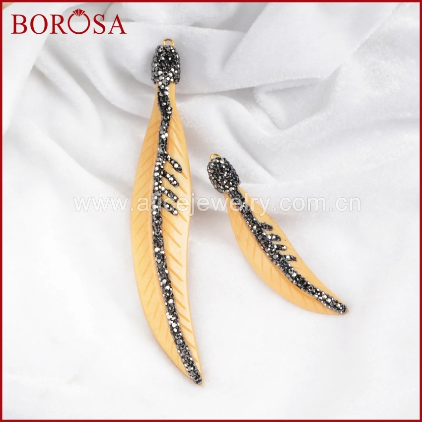 BOROSA 5 шт. Модные Крылья Форма Радуга натуральная кость быка кулон из бисера с