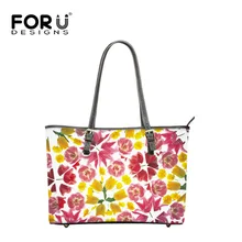 FOURDESIGNS Women’ Big Top-handle Shoulder Bags 5 Colors Floral Printing Leather Hand Bags for Ladies Casual Design Bolsos Mujer