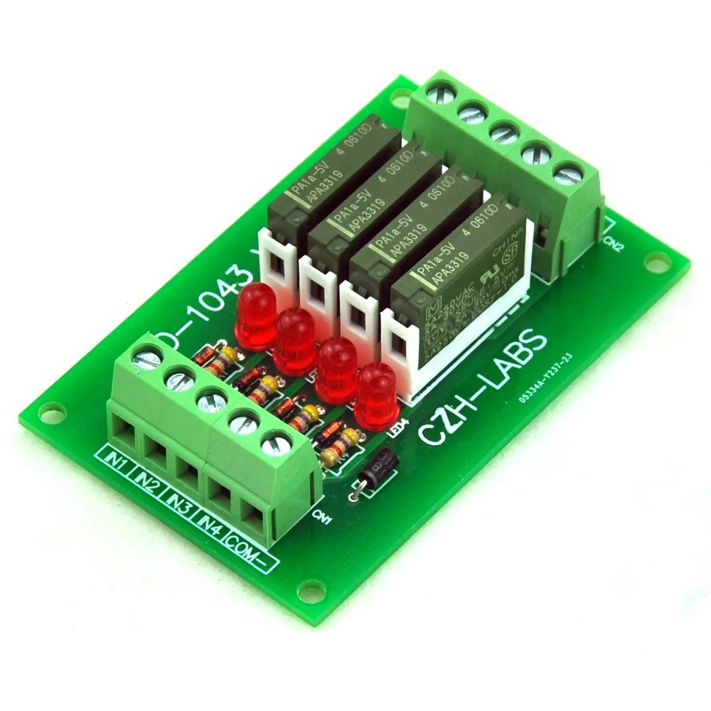 

Slim Panel Mount DC5V Source/PNP 4 SPST-NO 5A Power Relay Module, APAN3105.