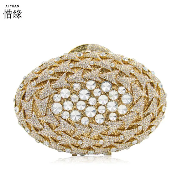 mehrfach Kristall Schminktäschchen Geldbörse Der Hochzeit Marke Kupplungen Metall gold champagne Mutter Gold Xiyuan Frauen Oval Braut Geschenk Brown Diamant Abendtaschen FIqUxx8w