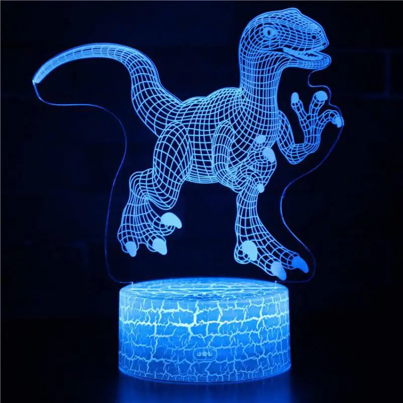Белый основание Прекрасный 7 Изменение цвета 3D лампы творческий подарок динозавров Usb свет luminaria-де-меса 3d ночь свет