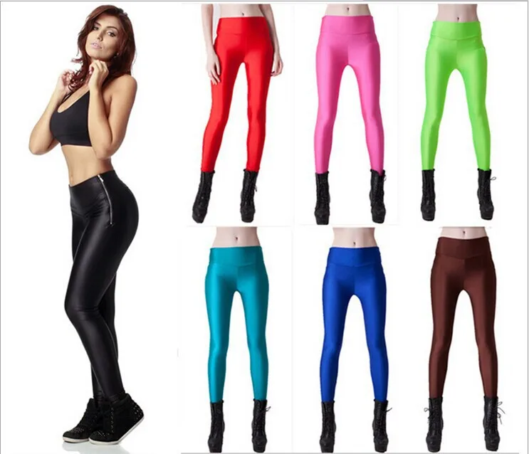 Women New Leggings candy color Legging side zipper Leggings elastic pants Slim legin capris
