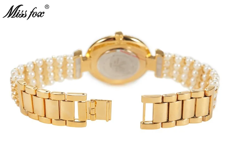 Miss Fox Женские часы с натуральным жемчугом от известного бренда водонепроницаемые золотые часы со стальным ремешком женские кварцевые часы montre femme