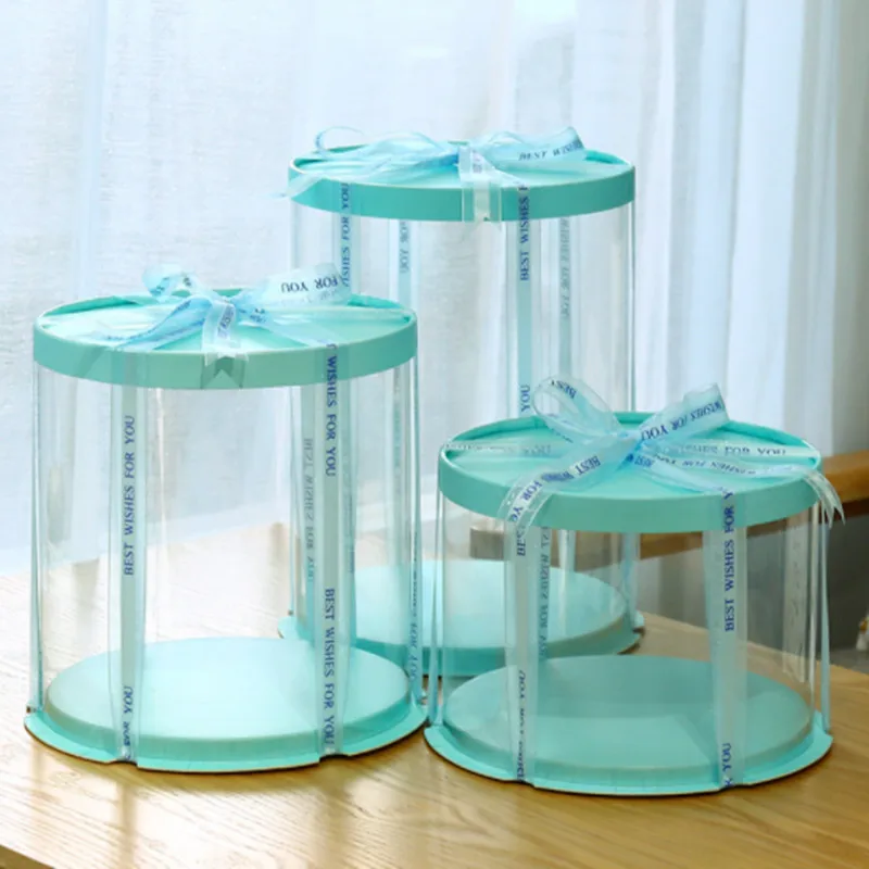 

Birthday Party Roundness Cake Box 6-10 Inches Toy Doll Mint Gift Box Packaging Lucency PET Security Material Plush toy Gift Box
