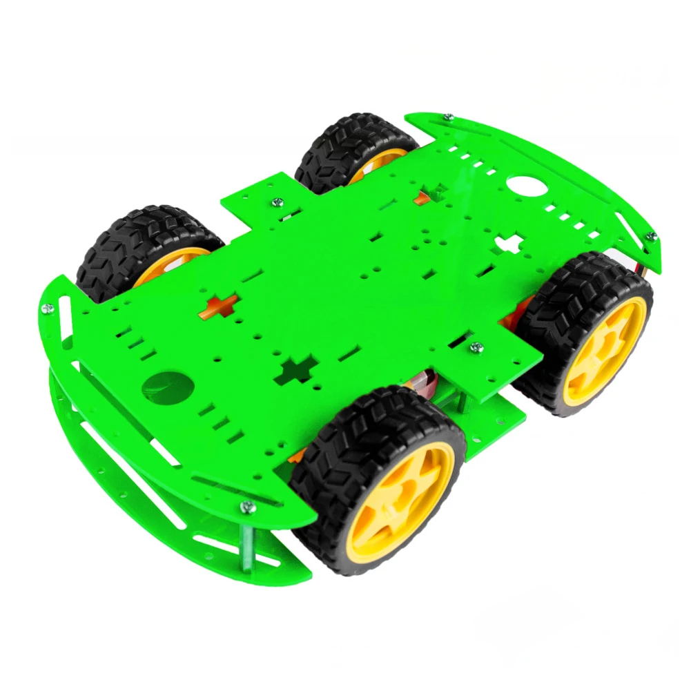 4 колеса шасси наборы запасных частей механическая структура легко установить двигатель Замена умный автомобиль DIY двойной слой с скоростью Тахо - Цвет: Зеленый