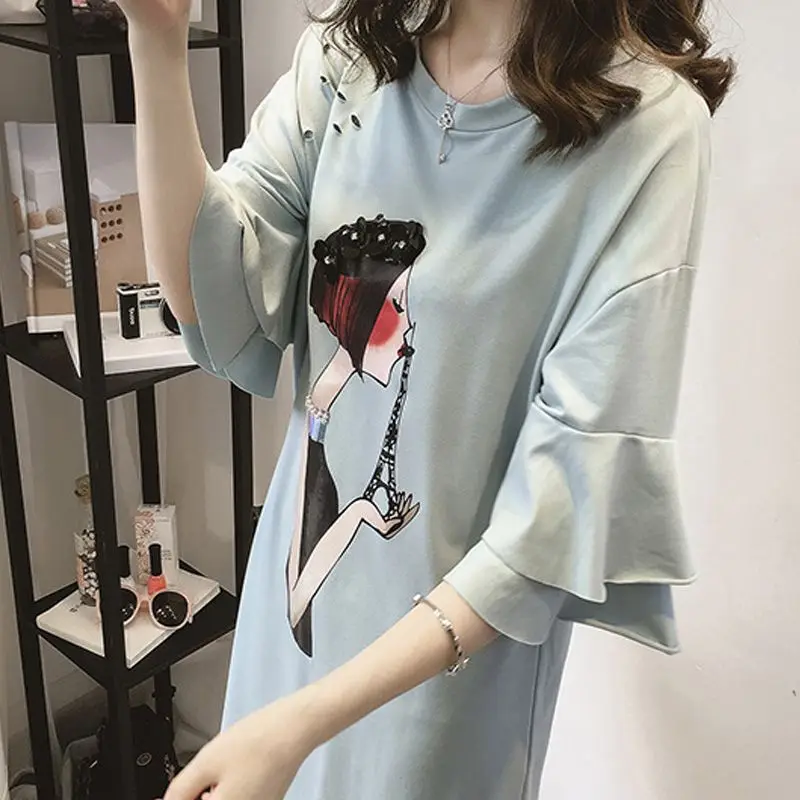 

2019 New Women Dress Summer Cartoon Print Dress Casual Loose Party Dress Vestidos Plus Size 4XL