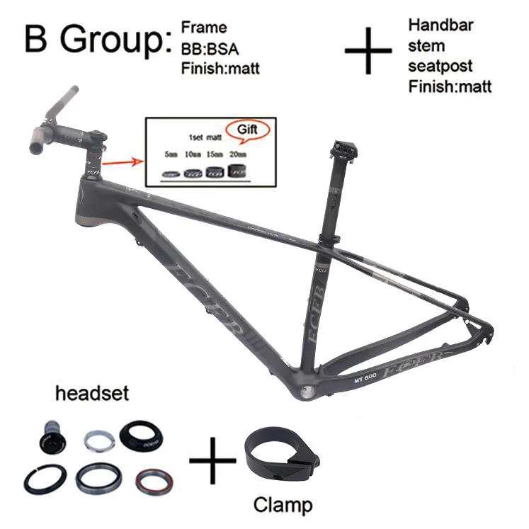 FCFB mtb рама для горного велосипеда, рамки углеродистый горный карбоновая рама 29er* 17/19 дюймов углеродный руль подседельный/велосипед седло - Цвет: B 15  5 inch Group