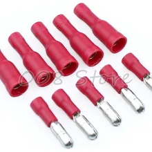 Разъем 10 шт. 5setRed Bullet разъем мужской+ женский изолированные обжимные клеммы для электрических и аудио проводки