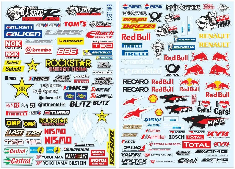

Car Decal for 1/10 1/8 1/7 RC sticker Tamiya Kyosho Axial RC Car 2pcs