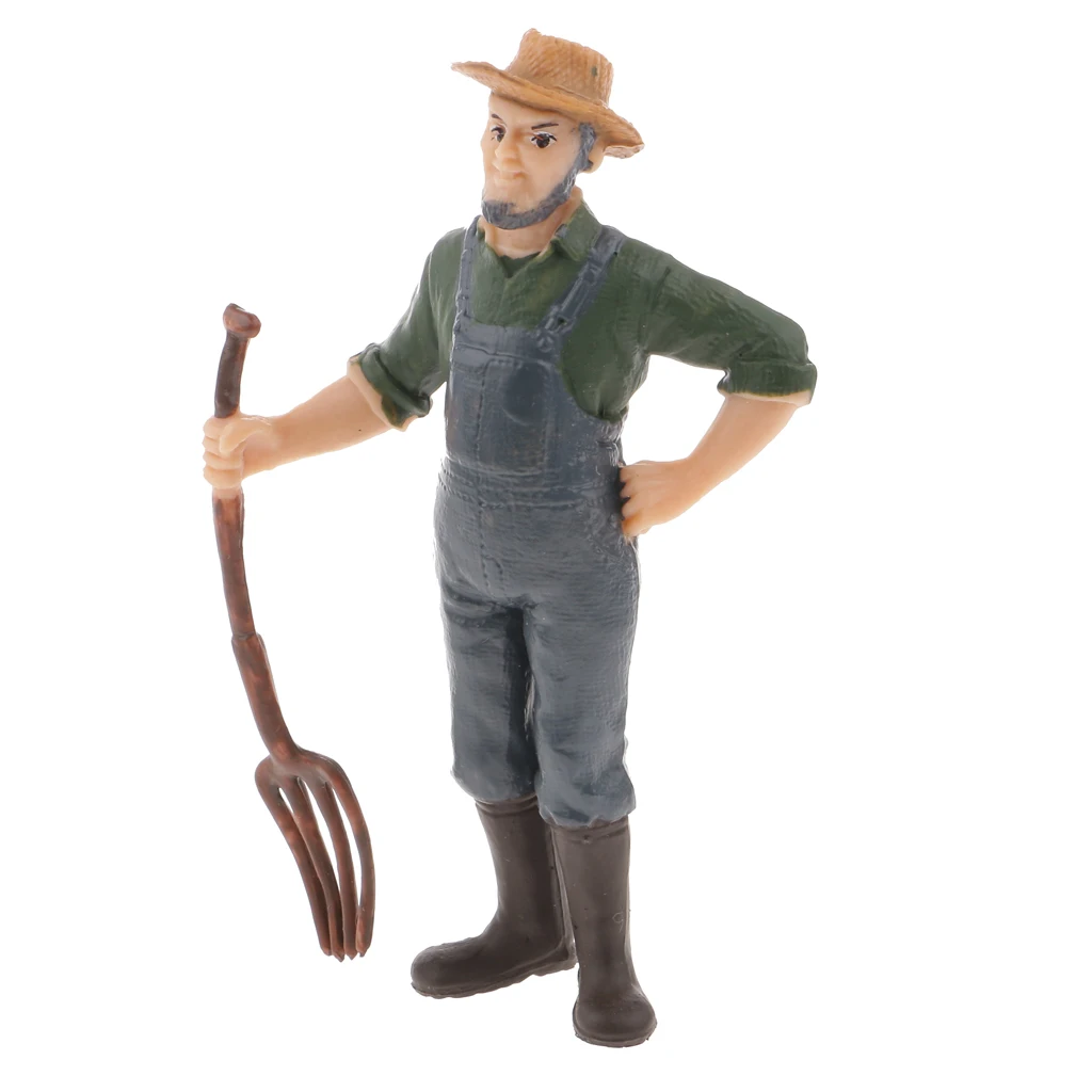 Magideal 1Pc Realistic Male Farmer People Figurine Model Action Figure Kids Children Toy Gift Collectible