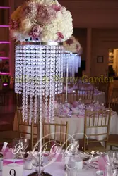 Бесплатная доставка 80 см (h) 2 яруса свадебного стола центральным с бисера Strand цветок стенд вечеринку украшения