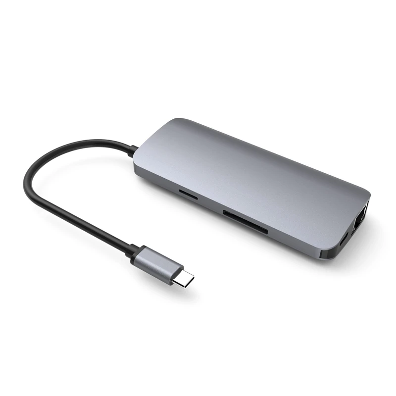 

9 in 1 Type-C Hub To Hdmi Usb 3.0 Sd Tf Pd Rj45 Vga Ethernet Lan Card Reader Adapter