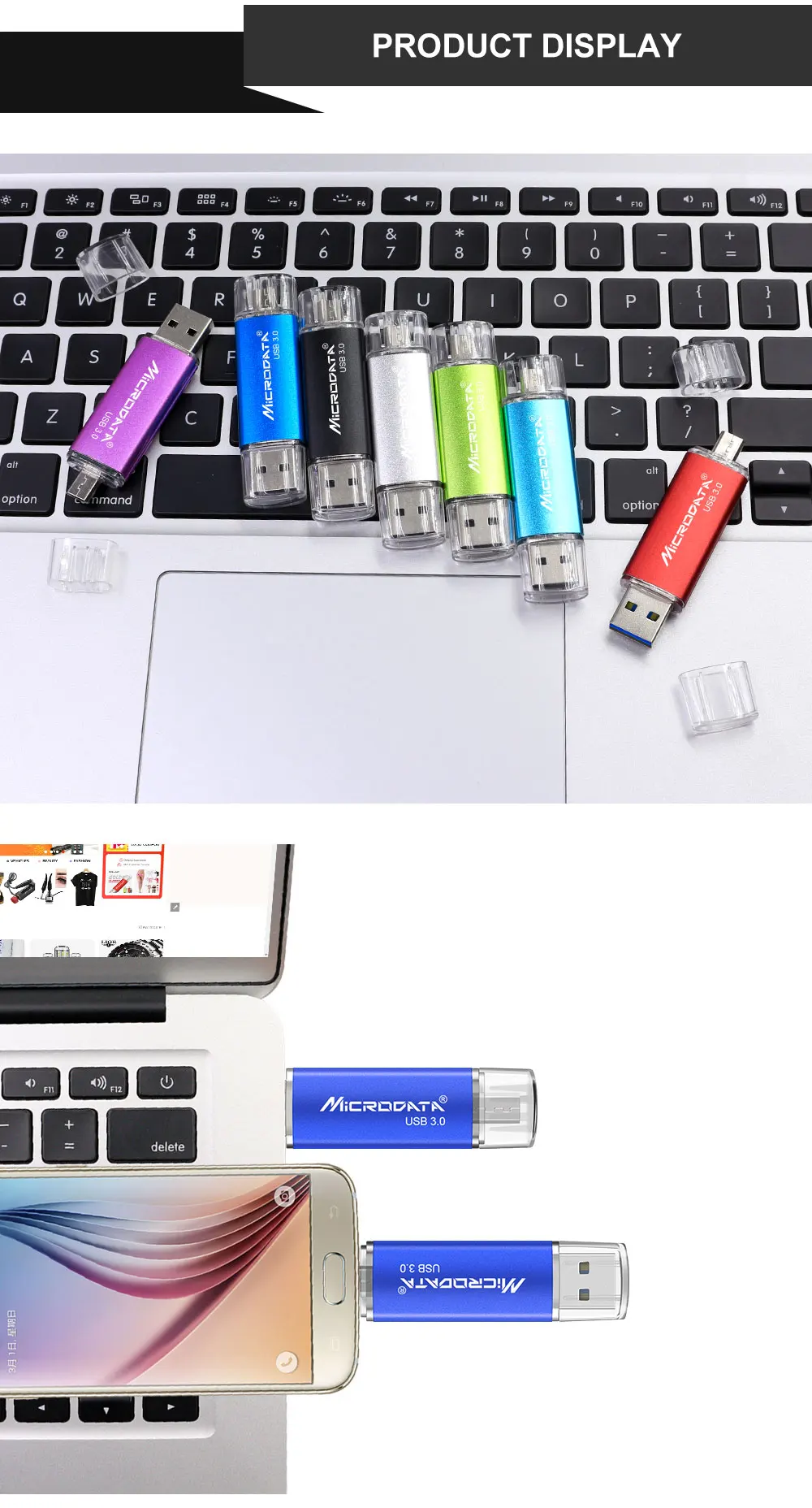 High Speed USB 3.0 OTG USB Flash Drive 128gb 64gb metal otg pendrive 32gb 16gb memoria usb stick U Disk flash drive for phone