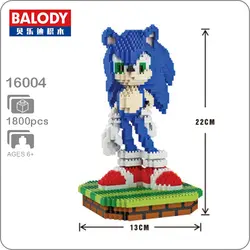 Balody 16004 Super Sonic Ежик животных синий Герой 3D модель Diamond Мини DIY Строительство Nano Конструкторы кирпичи сборки игрушки без коробки