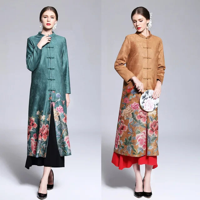 printing chamois plus size cheongsam pankou chinese traditional clothing websites for plus size