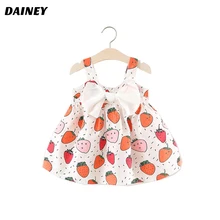 

Big Bows Baby Girls Dress 2018 Summer Beach Dress For Baby Girl Clothes Sleeveless Infant Princess Strawberry Fruit Dress LYQ23