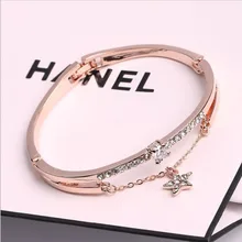 Lujosa y famosa joyería de marca, pulseras y brazaletes de acero inoxidable de oro rosa para mujer, pulsera encantadora de corazón para siempre para mujer