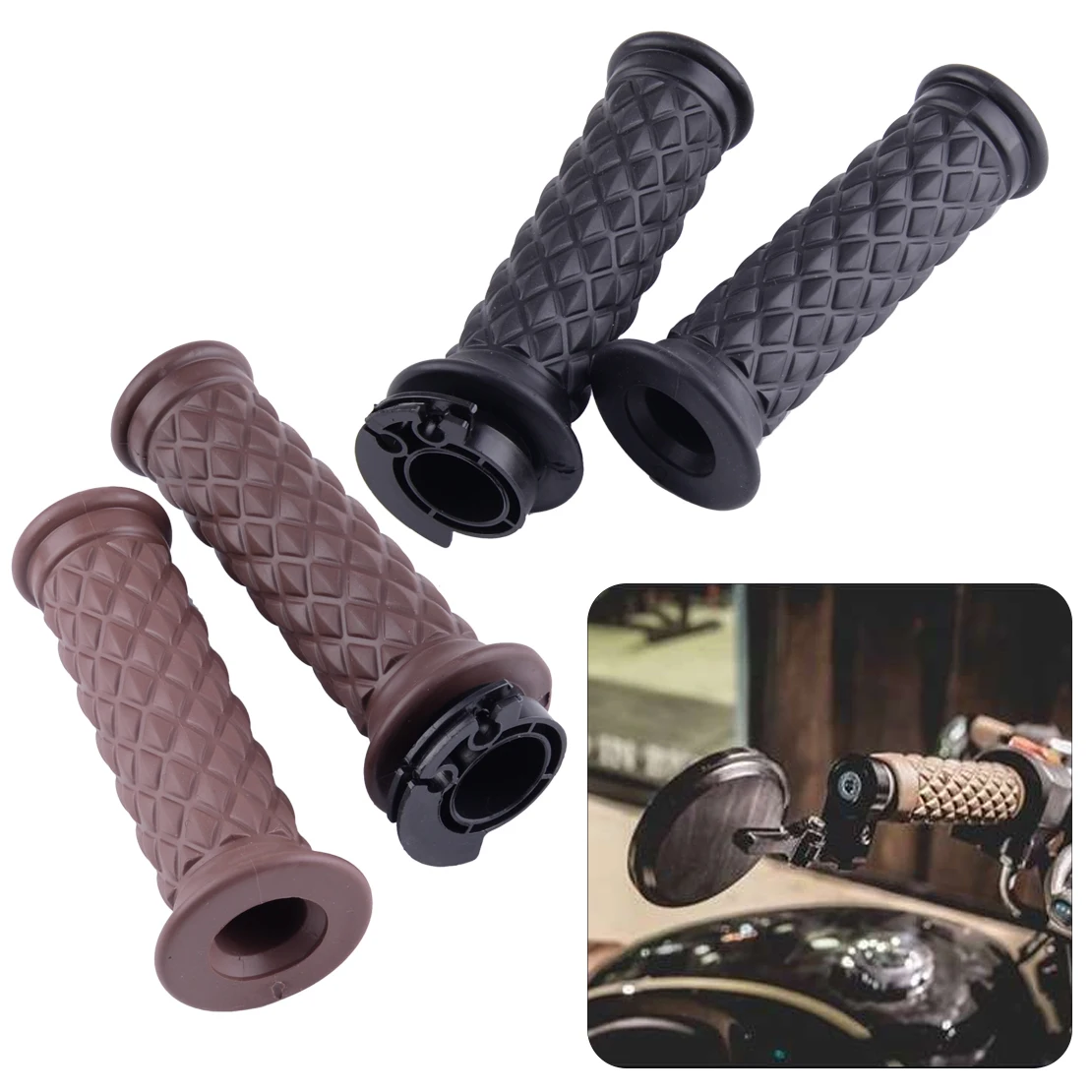CITALL New 2pcs 7/8" 22mm Motorcycle Handlebar Hand Grip Bar 12.5cm Fit