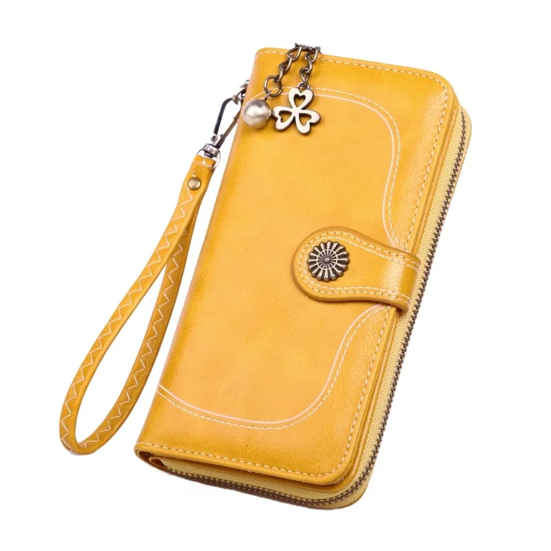 

Vintage Women Wallet Blue Leather Zipper Phone Purses with Coin Pocket Purse Female Large Wallet Lady Clutch Long Women Wallets