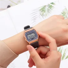 New Fashion gold silver Silicone Couple Watch digital watch square military men women dress sports watches watch A4