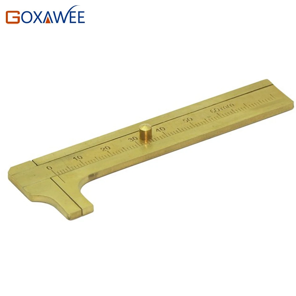 

GOXAWEE Mini Sliding DIY Vernier Caliper Metal Brass Sliding Gauge Ruler MICROMETER Measurement Tool 0-60mm 0-80mm