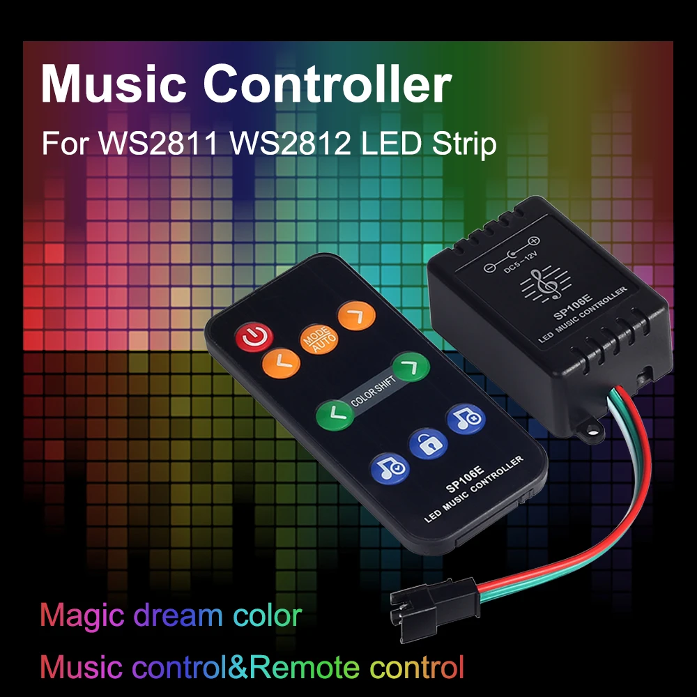 Светодиодная лента с музыкальным управлением Dream color WS2811 5050 RGB 5 м/лот контроллером