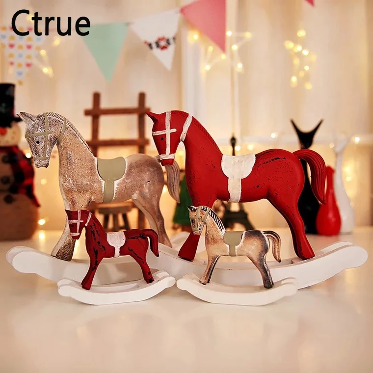 Dekorasi Tahun Baru Vintage Vintage Kuda Kayu Natal Dekorasi Hiasan Ornamen Tahun Baru Natal Dekorasi Anak Hadiah Natal|Partai Dekorasi DIY| - AliExpress